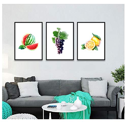 Pintura Decorativa nórdica de Fruta de Color de Agua Dulce Cuadros de Naturaleza Muerta   lienzos 40 * 60 cm sin Marco