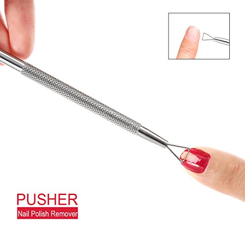 Pinza de Cutículas con Levantador de Cutícula Removedor de Cutícula de Acero Inoxidable y Herramienta de Belleza Cortador para las Uñas de Dedos de Manos y Pies (Plata)