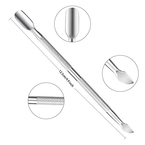 Pinza de Cutículas con Levantador de Cutícula Removedor de Cutícula de Acero Inoxidable y Herramienta de Belleza Cortador para las Uñas de Dedos de Manos y Pies (Plata)