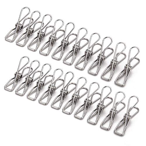 Pinzas de Ropa - Pinzas de acero inoxidable Clavijas de lavandería (80 Pcs)