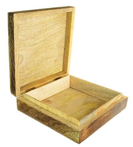 Piquaboo Caja de Flor de lis Cuadrada Hecha de Madera sólida para Guardar baratijas 17x17cm