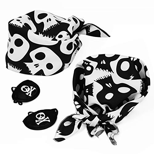 Pirata Bandana y Parche en el Ojo 4 uds. Foulard Pañuelo de cráneo Capitán caribeño Bufanda Nickituch