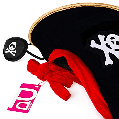 Pirata Sombrero Parche Ojo Caribe Capitán Niños y Adultos (para niños)