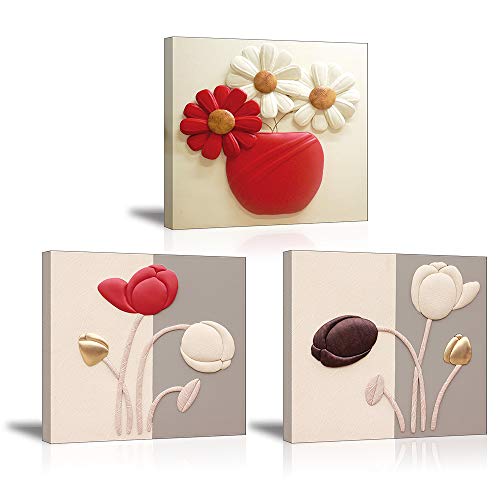 Piy Painting Impresión Cuadro sobre Lienzo Imagen de Tulipanes Elegantes Canvas Print Wall Art Flor de Margarita Representa Amor Puro Decoración para Hogar Sala Regalo Navidad Cumpleaños 3X 30x30cm