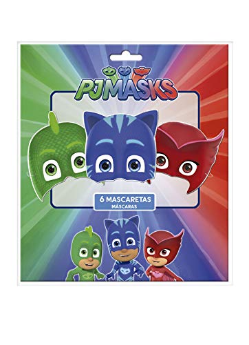 PJ Masks 0910, Pack 6 caretas Fiestas y cumpleaños, Producto de cartón,