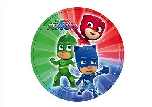 PJ Masks - Héroes en pijama - Obleas personalizables para tarta - Kit nº. 5 Cdc (1 oblea, tamaño folio A4: 210 × 297 mm)