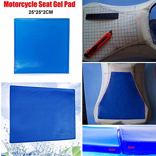 PJhao - Almohadilla de gel para asiento de motocicleta, absorción de impactos, reduce la fatiga, cómoda y suave, cojín de tela de enfriamiento, accesorios de color azul fresco (25 x 25 x 2 cm)