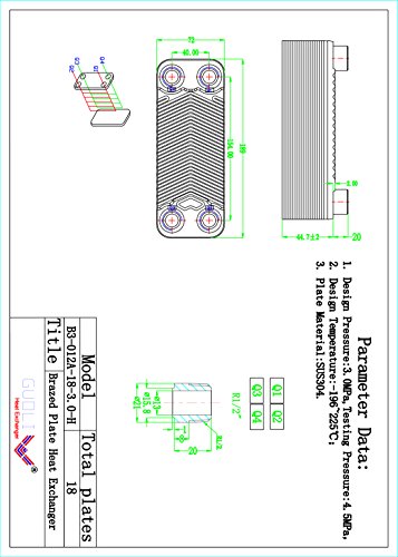 Placa de acero inoxidable para cambiar el calor y enfriar las manchas, enfriador de platos, cobre, B3-012A-18-Model