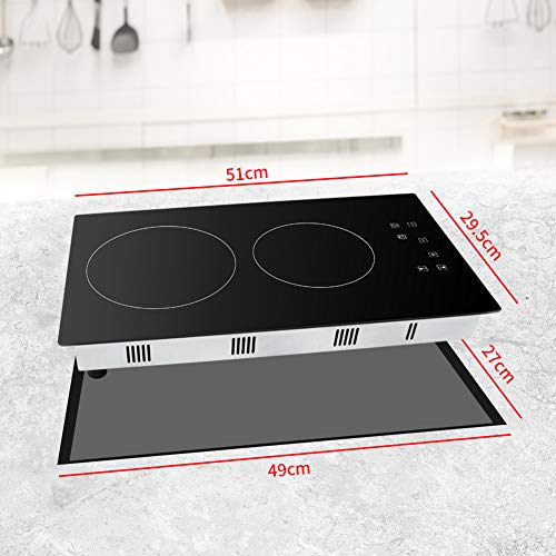 Placa de cocción de inducción integrable, vitrocerámica, con 5 zonas de cocina, 90 cm, de vidrio