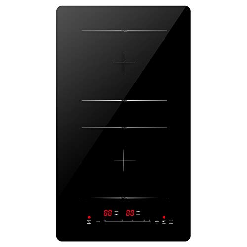 Placa Inducción, Cocina de inducción Doble, Cocina eléctrica integrada de 3 zonas Encimera Placa portátil, Eléctrica de Inducción con Control táctil del Sensor, (3400W)