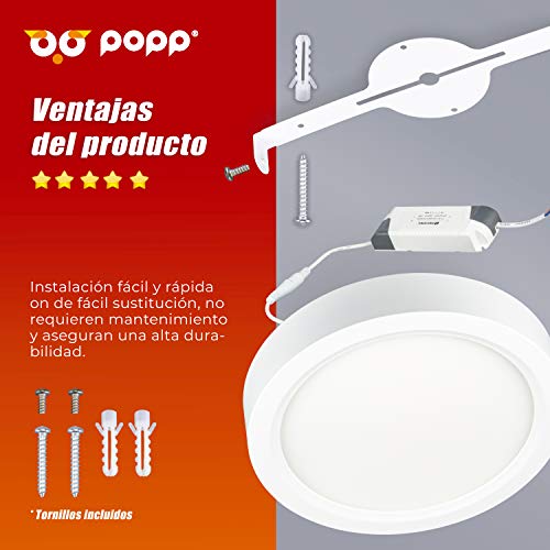 Plafón LED Lámpara de Techo Moderno redondo LED 18W 24W 4200K 6000K superficie para Cocina Sala de estar Dormitorio Pasillo Comedor (6000K, Circular-24W)