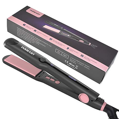 Plancha de pelo profesional, plancha de cerámica INSMART con pantalla LCD digital y temperatura ajustable para todo tipo de cabello, hace que el cabello sea brillante y sedoso (negro)