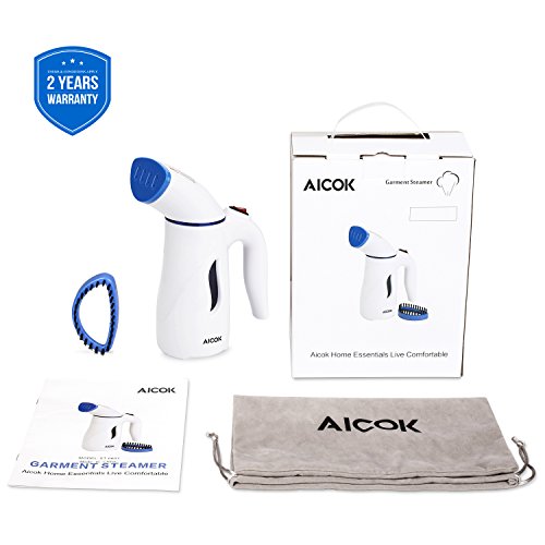 Plancha Vertical Vapor,【2020 NUEVO】Aicok Portátil Plancha Vertical Viaje calienta en 30 Segundos, Elimina Arrugas Perfectamente, Para hogar y Viaje, Blanco