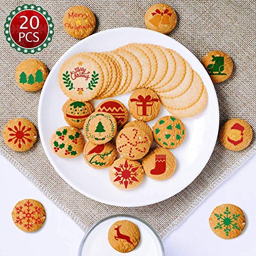 Plantillas de galletas de Navidad, 50 unidades, molde cortador de galletas, decoración de café, glaseado de galletas, tartas, cupcakes y fondant para decoración de alimentos de Navidad