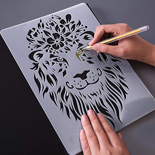 Plantillas Pintura, 9 Pcs Animal Painting Stencil, DIY Stencial Plantillas, Dibujar Plantillas, Planner Stencils para Cuaderno, Diario, Libro de Recuerdos, Manualidades, Ventana de Vidrio para Niños