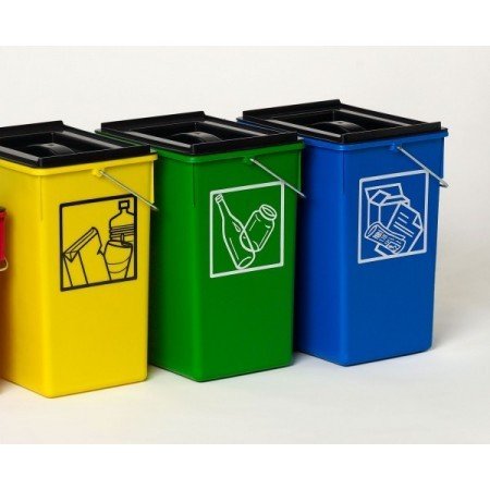 PLASTICOS HELGUEFER - Cubo Ecologico Selectivo 15L con Tapa-Pack 3 ud-