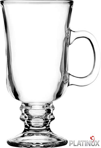 Platinux Irish - Juego de vasos de café con asa (270 ml, 6 piezas, tamaño grande)