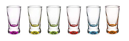 PLATINUX - Juego de 6 vasos de chupito (2,5 cl), multicolor