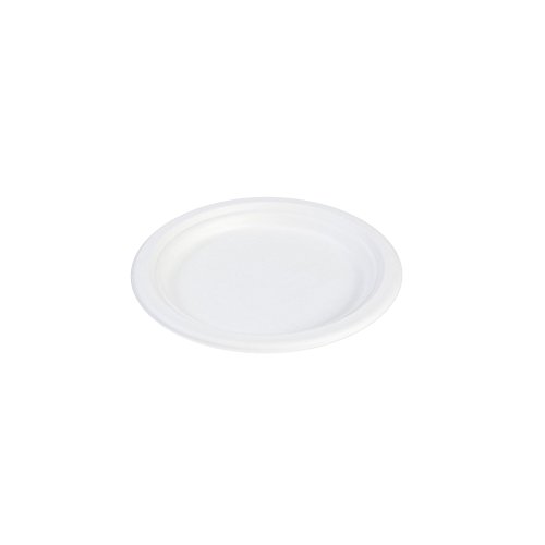 Plato de Color Blanco, caña de azúcar o bagazo, 100% Biodegradable y Completamente compostable. Ideal para Fiestas Eventos Bodas Picnic barbacoas Catering. (Platos 17 cm. 50 Unidades)