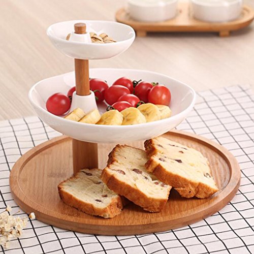 Plato De Frutas De Madera con 3 Platos Redondos para Galletas, Dulces, Productos Horneados, Bocadillos para Fiestas, Nueces Y Más, Plato De Bandejas para Platos De Platos De Frutas Snack Tray