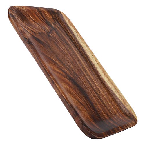 Platos de servir rectangulares y prácticos, elegantes bandejas de sushi para aperitivos, ensaladas, postres, de madera de acacia, para evitar derrames en el hogar o restaurante 25*17*2cm