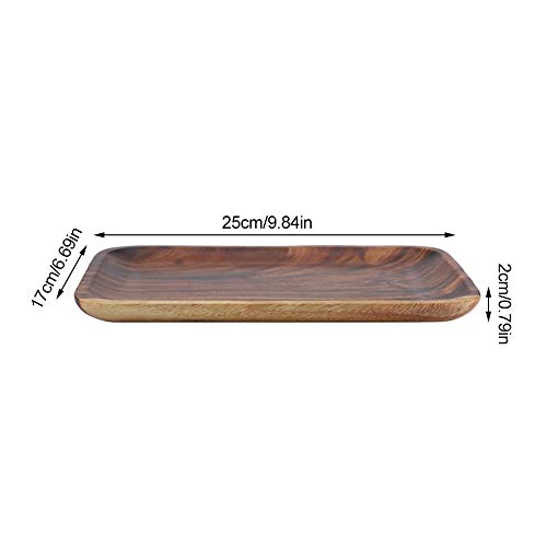 Platos de servir rectangulares y prácticos, elegantes bandejas de sushi para aperitivos, ensaladas, postres, de madera de acacia, para evitar derrames en el hogar o restaurante 25*17*2cm