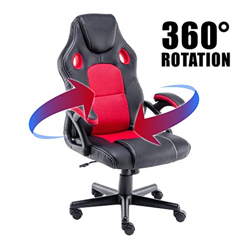 play haha. Silla de Escritorio para Videojuegos, Estilo de Carreras, Silla de Oficina giratoria, ergonómica, Silla de Trabajo con Soporte Lumbar, de Piel sintética con Silla de Trabajo Ajustable