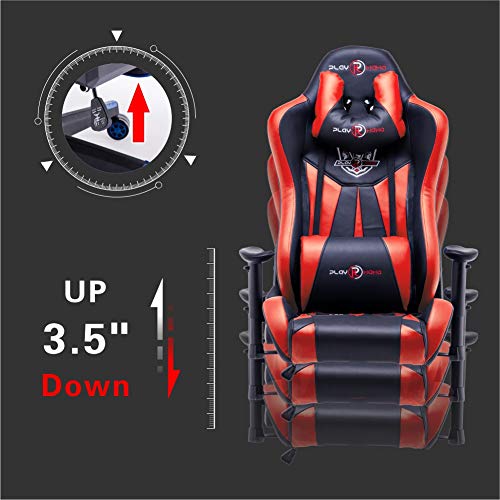 play haha. Silla de Oficina ergonómica para Videojuegos, Estilo de Carreras, con Respaldo Alto más Grande y reposabrazos más Grande, Piel sintética, Rojo, No footrest