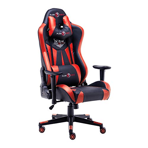 play haha. Silla de Oficina ergonómica para Videojuegos, Estilo de Carreras, con Respaldo Alto más Grande y reposabrazos más Grande, Piel sintética, Rojo, No footrest