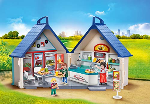 Playmobil City Life - 70111 - Juegos de construcción - Cena de Comida rápida para Llevar