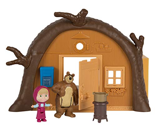 Playset Casa del Oso de Masha y el Oso con 2 figuras y accesorios (Simba 9301632)