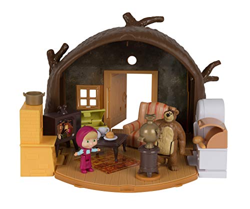 Playset Casa del Oso de Masha y el Oso con 2 figuras y accesorios (Simba 9301632)