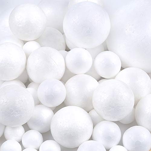 Pllieay 88 piezas 6 tamaños bolas de espuma de poliestireno blanco para manualidades, decoración de manualidades, manualidades, manualidades, manualidades, hogar, proyectos escolares