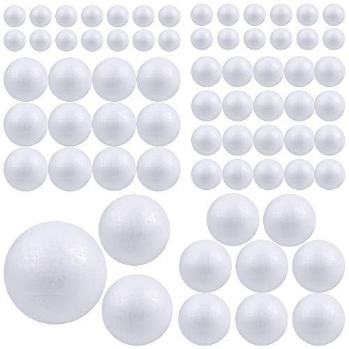 Pllieay 88 piezas 6 tamaños bolas de espuma de poliestireno blanco para manualidades, decoración de manualidades, manualidades, manualidades, manualidades, hogar, proyectos escolares