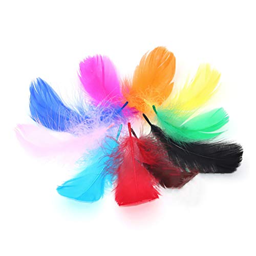 Plumas de Colores,300 Piezas Carnaval Decoracion Pluma Naturales Gansos Manualidadesl para Atrapasueños de Sueños 8～12 cm Mezclado en 10 colores