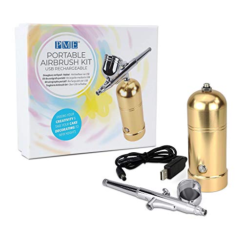 PME Portable USB Rechargeable Cake Decorating Airbrush Kit AB140 AB140-Kit de aerógrafo portátil Recargable, Aluminio