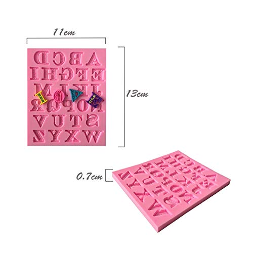 POIUY 26 Molde de Pastel de Silicona con Forma de Letra mayúscula Inglesa, Molde para Hornear DIY para Herramientas de decoración de Pasteles con Fondant de Arcilla de Galletas de Chocolate