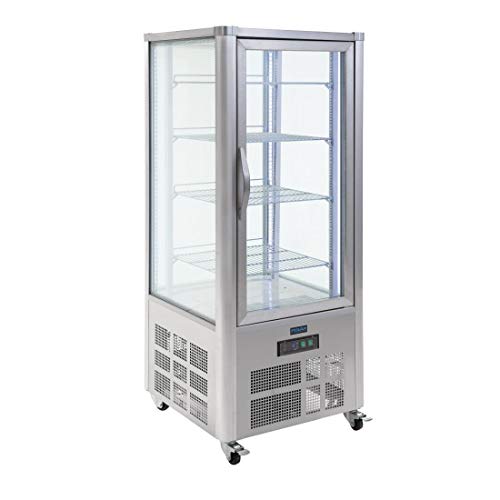 Polar pastelería vitrina 400 L, acero inoxidable comercial frigorífico