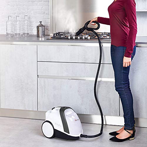 Polti Vaporetto Smart 120 Limpiador a Vapor con Caldera de Alta presión de 4 Bar, Calentamiento rápido en 2 Minutos, autonomía ilimitada, 11 Accesorios, Blanco y Negro