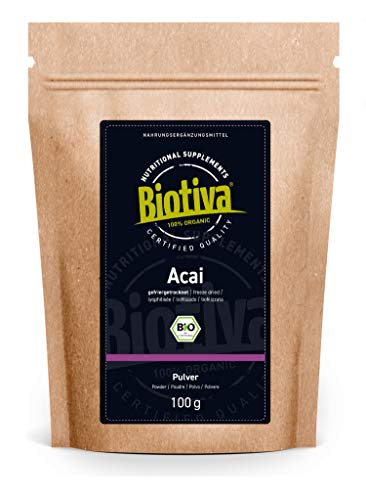 Polvo de azaí orgánico 100 g liofilizado - freeze dried - pulpa - polvo de fruta - Brasil - Euterpe precatoria - llenado y verificado en Alemania (DE-ÖKO-005)