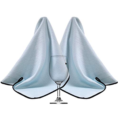 Polyte - Paño abrillantador de Microfibra para Copas de Vino - Premium - Azul Claro - 45,7 x 71,1 cm - Pack de 2