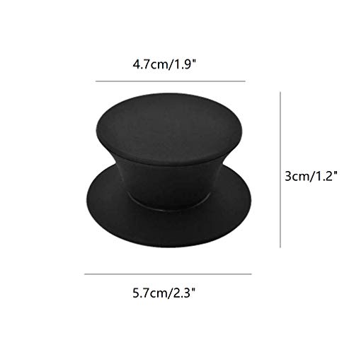 Pomo universal para tapa de olla, base de silicona anticalor de 2.3 pulgadas, mango circular con tuerca de tornillo 1 negro