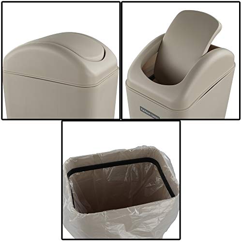 Ponpong 14 L Color Caqui Basura Reciclaje Papelera Cubo de Basura de Cocina Tapa Basculante, Plastico, 1 Unidad