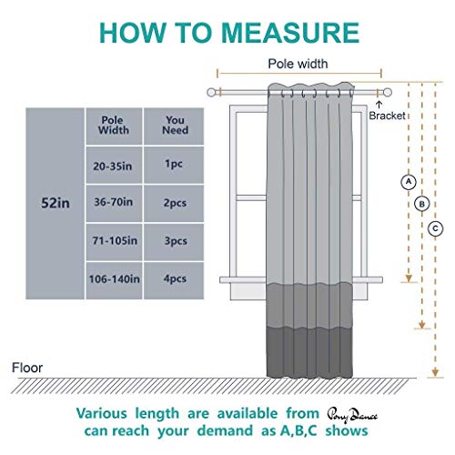 PONY DANCE Cortinas Opacas Modernas Grises - Cortinas Cortas Térmicas Aislantes Frío Calor Reduccion Ruido Proteccion Intimidad para Hogar, 1 Pieza, 132 x 158 cm, Gris