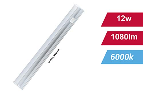 POPP®Regletas Tubo LED T5 Alumino+Pc Conexión Dos Laterales 5W,9W,12W,18W Blanco Frío 4000K 6000K fluorecente cocinas,armarios,trastero [Clase de eficiencia energética A] (6000K, 12 WATIOS)