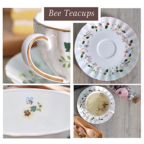 Porcelana Taza de té y Platillo Conjunto Taza de Café Flor es de mariposa(1taza y 1placa)