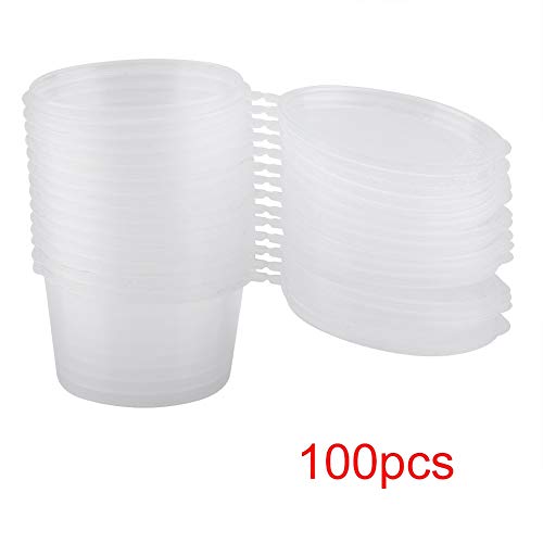 Porciones de plástico desechables con tapas 100 ml 4 oz Salsas claras Souffle Condimento Caja de muestreo de la taza de muestreo 100 unids/set