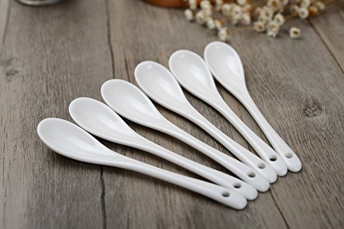 porlien blanco porcelana cucharas, cucharillas 12,5 cm-Set de 6-for café, té, yogur, helado, aperitivos y postres, bien de tazas de café y tazas de té