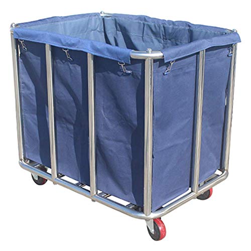 Portable Cart - GR/Carro de recolección de Servicios públicos de Acero Inoxidable, Carrito de Servicio rodante for Hotel/clasificación de lavandería/Limpieza de Limpieza (Color : Blue)