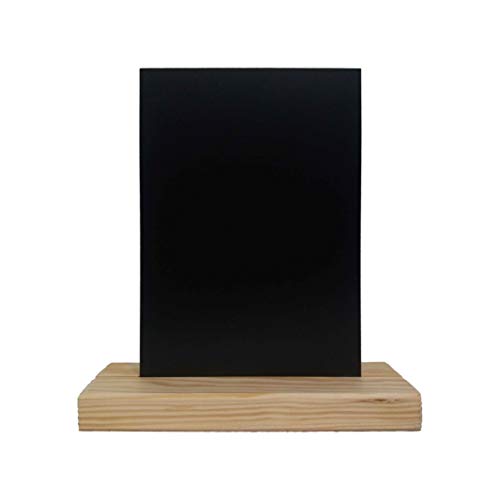 Portamenús de mesa de madera color pino natural, tamaño 21 x 6,5 x 2,4 cm con pizarra A5 – Lote de 2